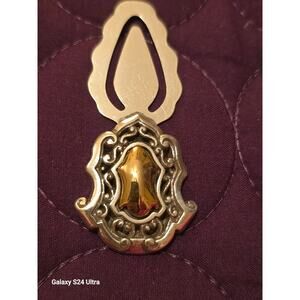 Vintage Brighton Two Toned Carved Scroll Bookmark Clip Page Marker